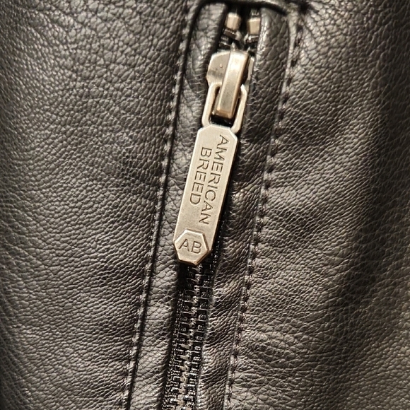 American Breed Men's Black Pleather Moto Racer Jacket Size M - Picture 2 of 6